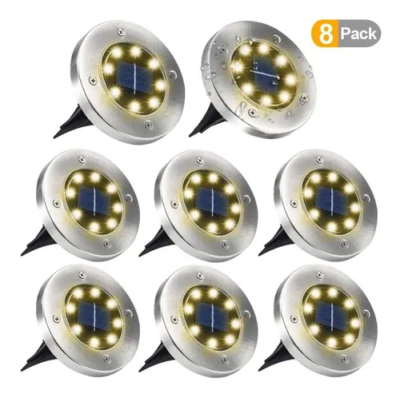 Lamparas Solares De 8 Led Blanco Para Exterior, 8 Uds.