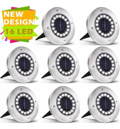 8 Pcs Luces Solares Tierra Exterior 16 Led Impermeables