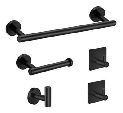 5pcs Kit De Accesorios De Bano De Acero Inoxidable Negro