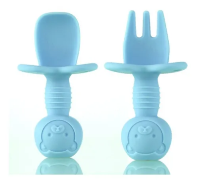 Set Cuchara Tenedor De Seguridad Para Bebe Anti Ahogo