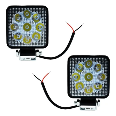 Par Faros 9 Led Cuadrado Auxiliares Luz Fija Chicos