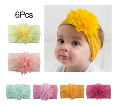 6pcs Flores Diadema Elastica Vinchas Cabello Bebe Y Ninas