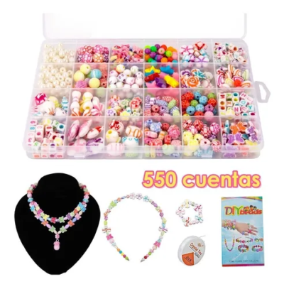 550pcs Cuentas Kits Fabricacion Joyas Pulsera Collar Regalo