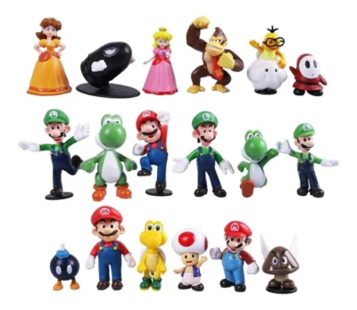 Set 18 Figuras Munecos Mario Bros Luigi Yoshi Toad Donkey