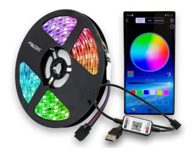 Tira Luz Led Rollo 5 Metros Rgb Control Bluetooth Celular