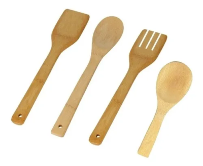 Set Utensilios De Cocina De Bambu Madera Bamboo